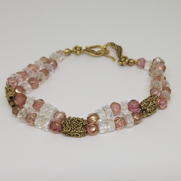 Clear & Light Purple Glass Beaded Costume Bracelet - Picture 2 of 5